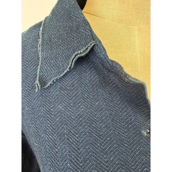Giselle Shepatin Navy Blue Herringbone Knit Jacket Womens XL #5-0169 Art To Wear - Picture 6 of 10